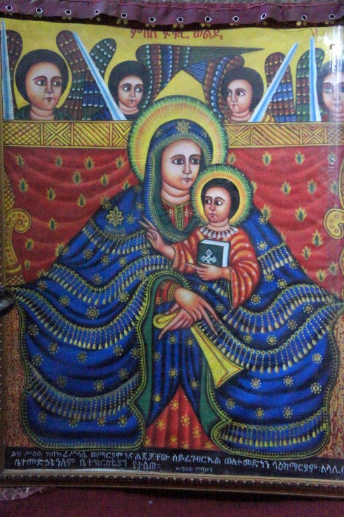 typical Ethiopian Orthodox painting of Mary and Jesus