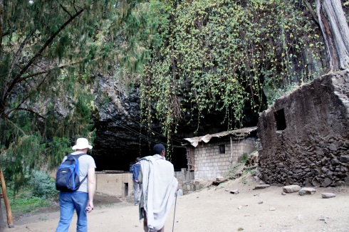 Yemrehana Kristos Monastery is in that ivy covered cave